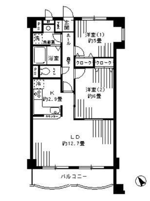 GRANSIL宮崎台(2LDK/5階)の間取り写真