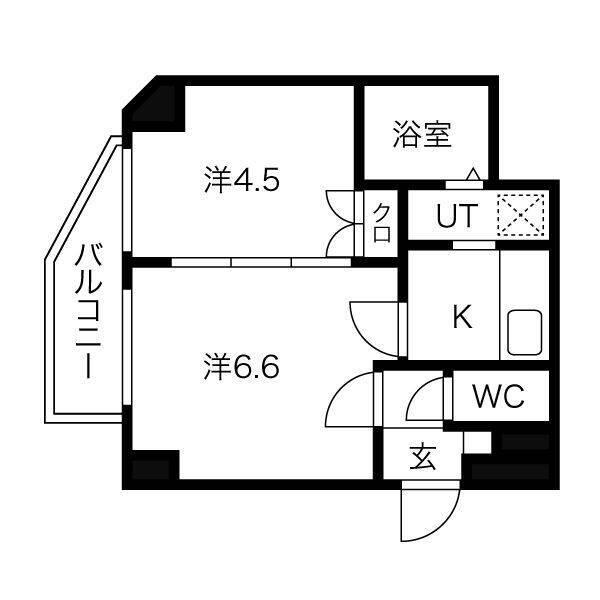 クオーレ円山公園(1LDK/8階)の間取り写真