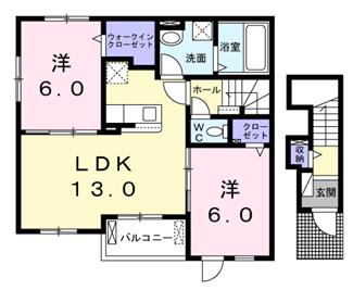 サンフラワー B棟(2LDK/2階)の間取り写真
