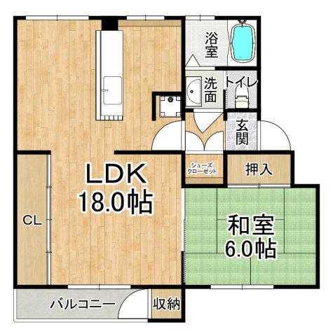 阪神本線 石屋川駅 徒歩40分 5階建 築58年(1LDK/3階)の間取り写真