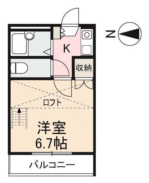 フレシール東山崎(1K/2階)の間取り写真
