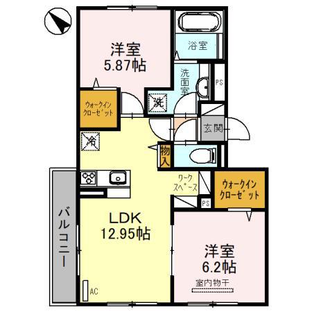 レリヤンファミリオVIIIスミノ(2LDK/1階)の間取り写真