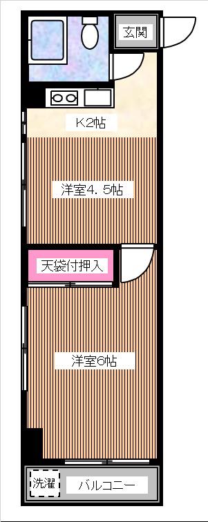 マンション岩田(2K/3階)の間取り写真
