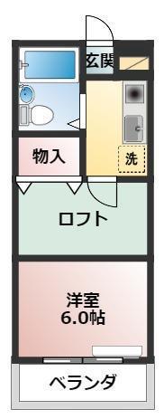 クレスト大友(1K/2階)の間取り写真
