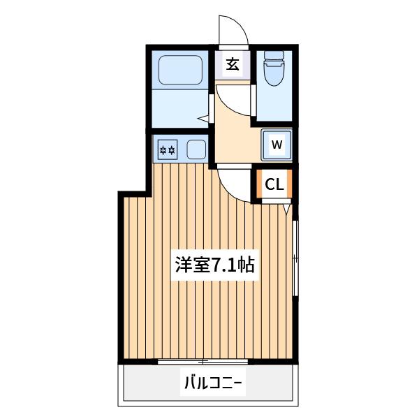 サニーヴィラ国立(ワンルーム/1階)の間取り写真