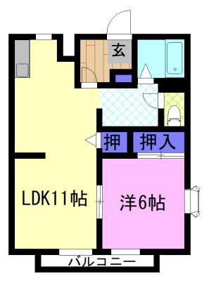 マリアージュA(1LDK/2階)の間取り写真