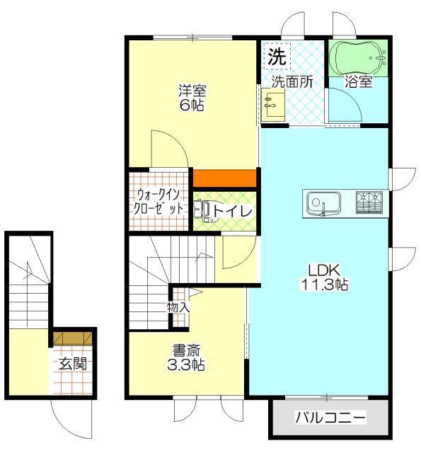 シャーメゾンカーサ(1SLDK/2階)の間取り写真