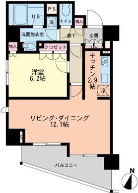 エスティメゾン赤羽(1LDK/13階)の間取り写真