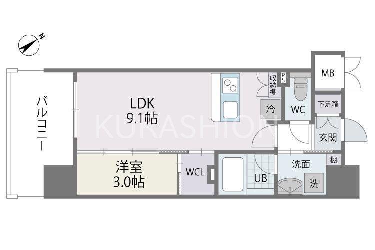 サニークレスト東比恵II(1LDK/11階)の間取り写真