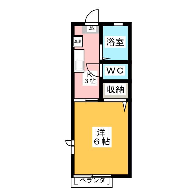 ヴェルドミール(1K/2階)の間取り写真
