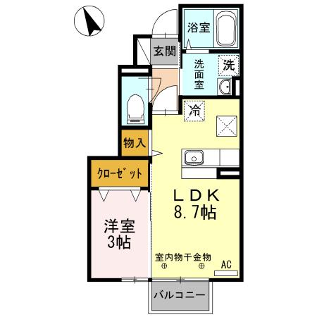 コーポ陽だまり A(1LDK/1階)の間取り写真