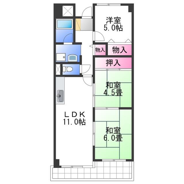 フローラル岸和田(3LDK/3階)の間取り写真