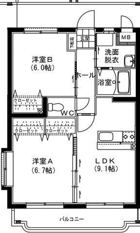 ユーミーパブロ(2LDK/3階)の間取り写真
