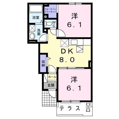 メゾン・ド・アニメートB(2DK/1階)の間取り写真