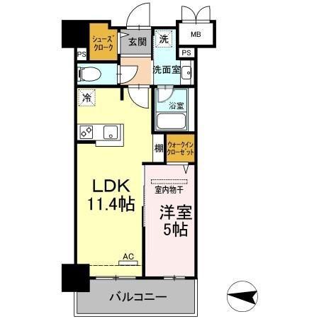 ADORABLE(1LDK/2階)の間取り写真