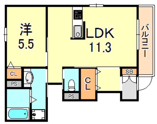 トゥルーハート(1LDK/1階)の間取り写真