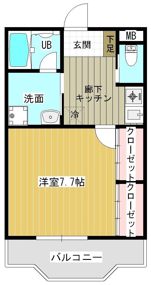 レジデンスKVII(1K/2階)の間取り写真