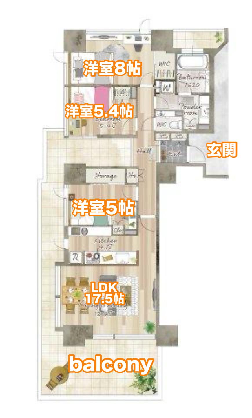 シティタワー前橋千代田町(3LDK/2階)の間取り写真