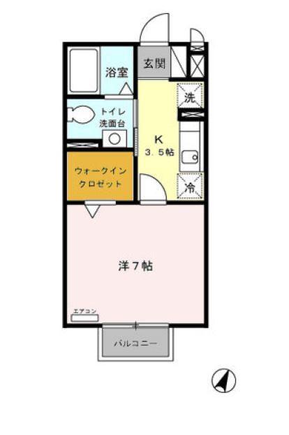 S・D V(1K/2階)の間取り写真