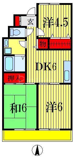 コリーナ柏井(3DK/2階)の間取り写真