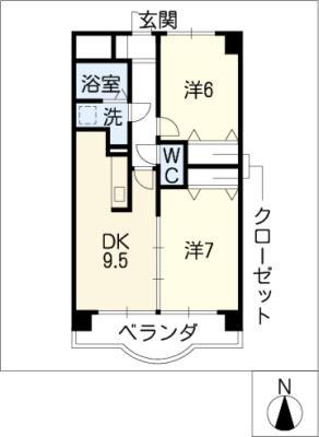 メゾンドハラール(2LDK/4階)の間取り写真