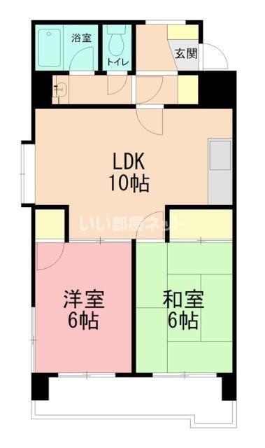 日宝コート金沢文庫(2LDK/2階)の間取り写真