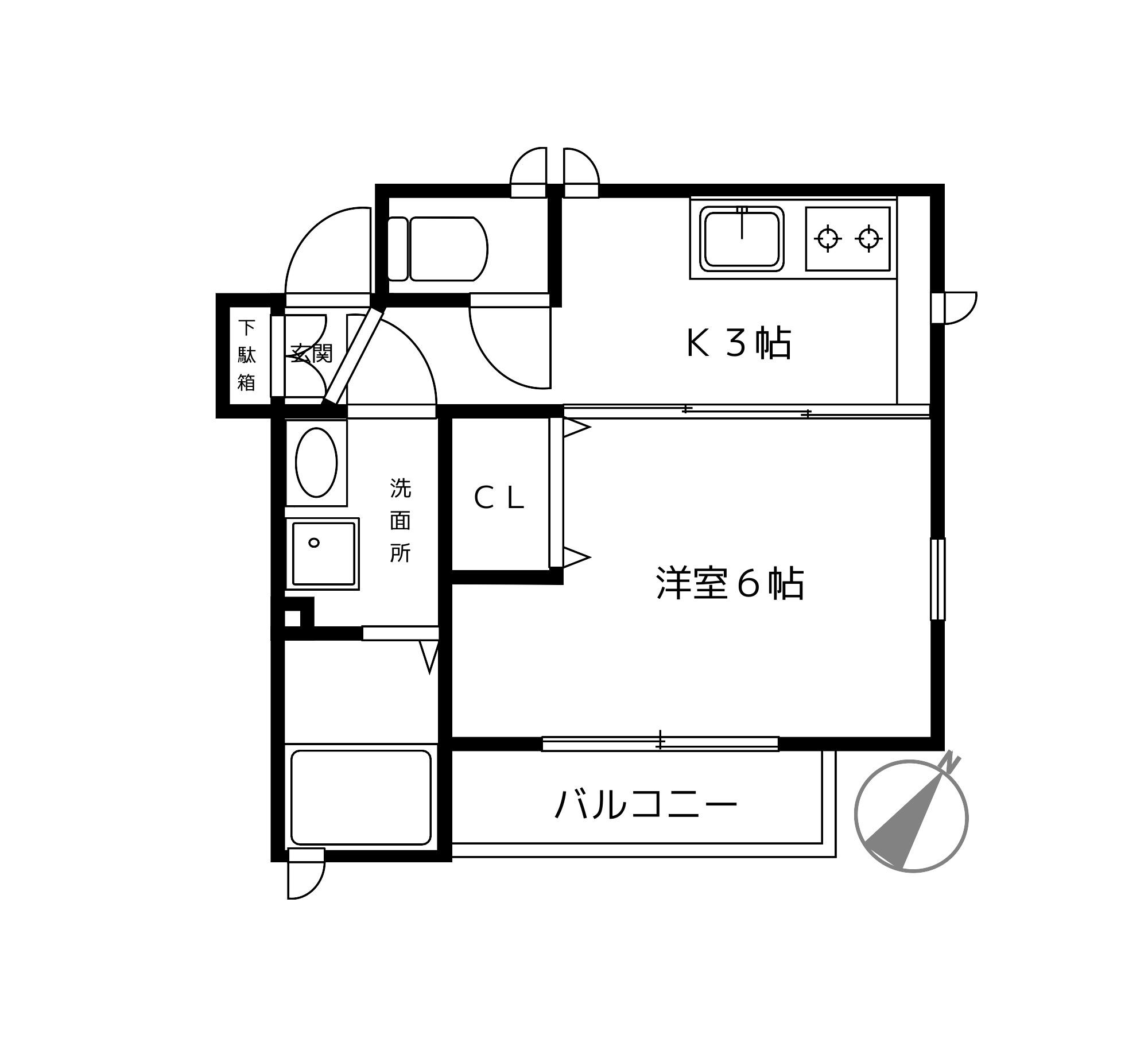 KARIDEA(1K/2階)の間取り写真