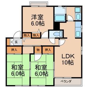 グランデージB(3LDK/1階)の間取り写真