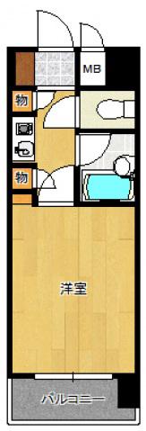オリエントハイツ天神南(1K/8階)の間取り写真