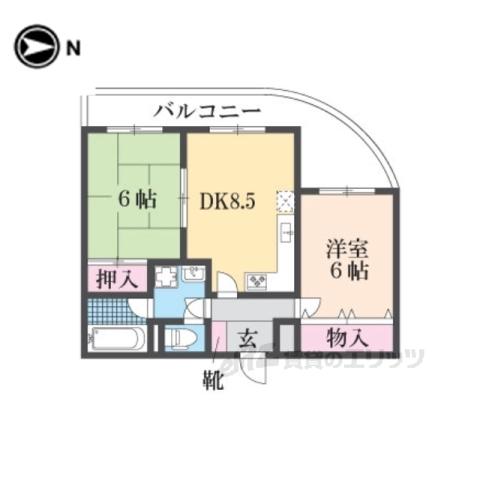 リーブルショーザン(2DK/4階)の間取り写真