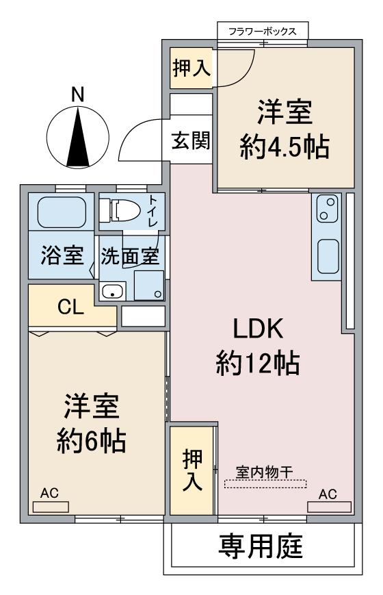 ホワイトコーポアサイII(2LDK/1階)の間取り写真
