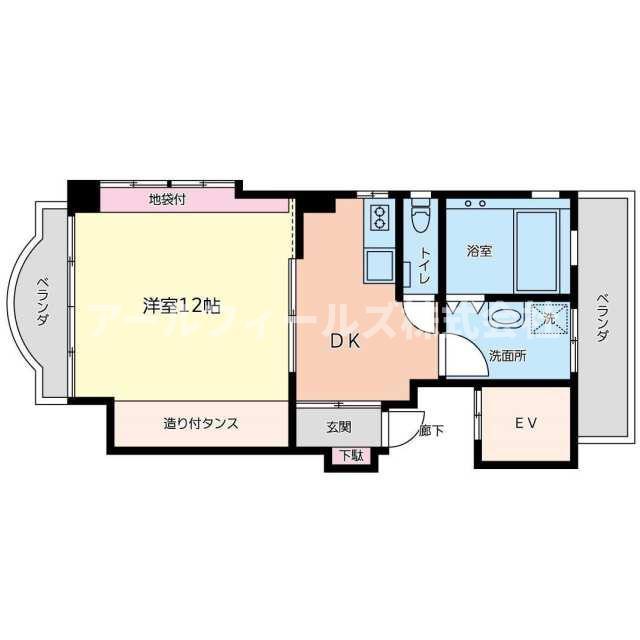 三田ビル(1DK/2階)の間取り写真