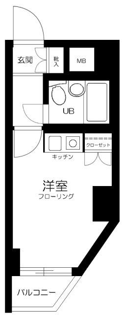 ライオンズマンション東北沢(ワンルーム/2階)の間取り写真