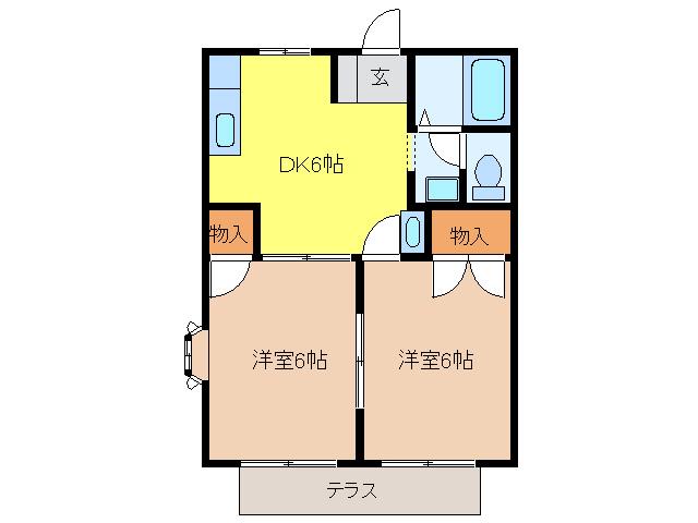 ニューシティシンNO.1(2DK/1階)の間取り写真