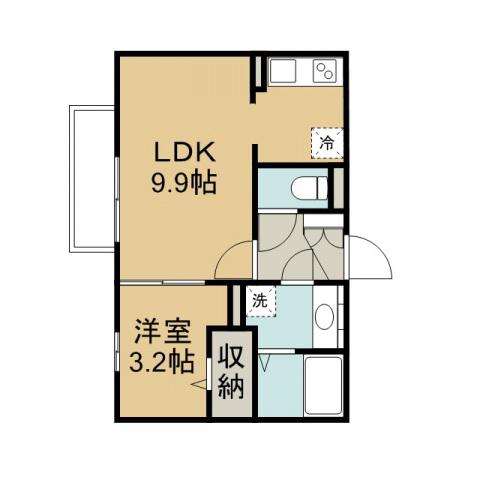 ロンサール(1LDK/2階)の間取り写真