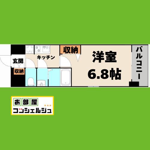 SOLメイクス浄心天神山(1K/10階)の間取り写真