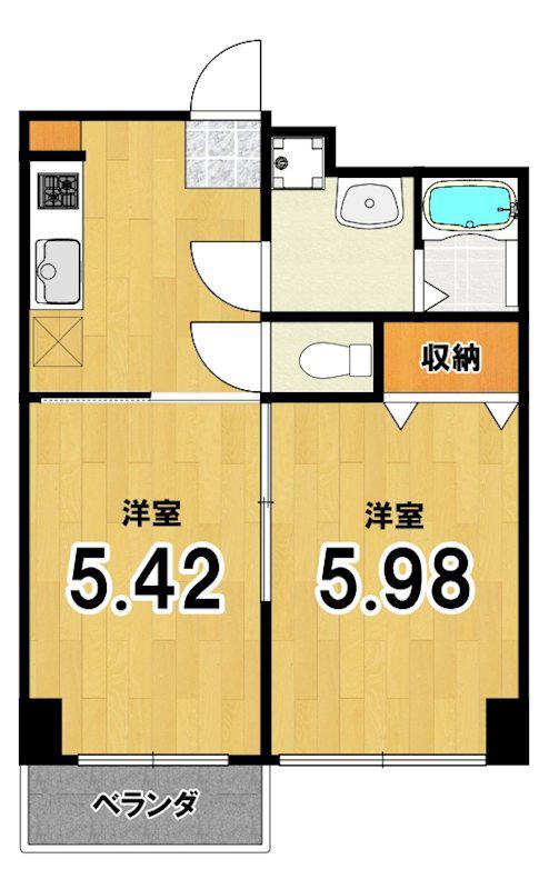 聖護院アパルトメント(2DK/3階)の間取り写真