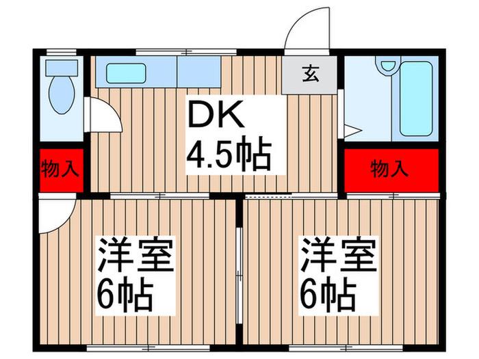 ハイツ武蔵(2DK/2階)の間取り写真