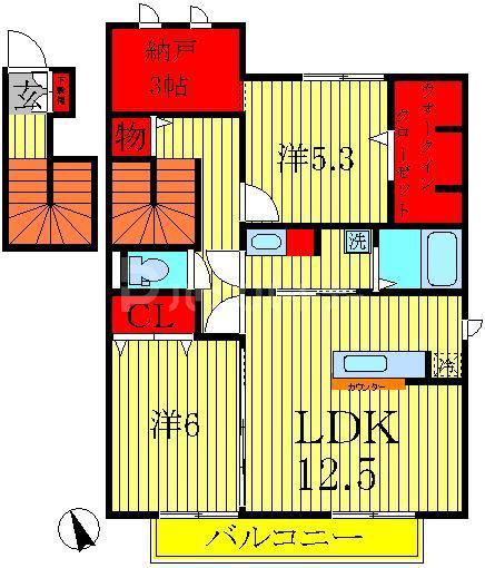 プリマヴェーラ A棟(2SLDK/2階)の間取り写真