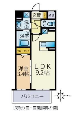 ウッドハーツ(1LDK/2階)の間取り写真