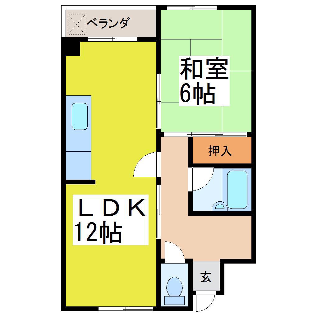 ケンヨハイツ(1LDK/2階)の間取り写真