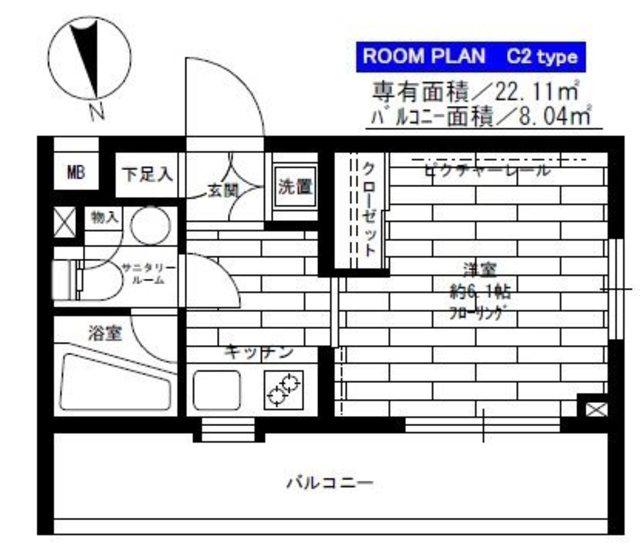 ステージファースト西馬込アジールコート(1K/3階)の間取り写真