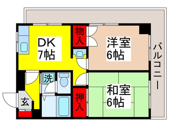シティーパレス(2DK/2階)の間取り写真
