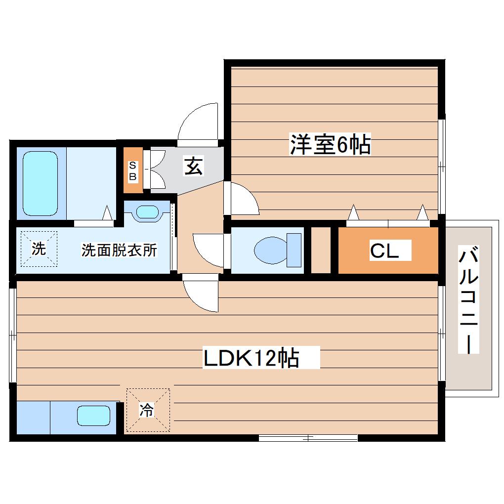 クレセントオサダB(1LDK/2階)の間取り写真