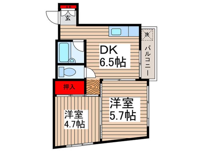 EMERALD MANSION(2DK/4階)の間取り写真