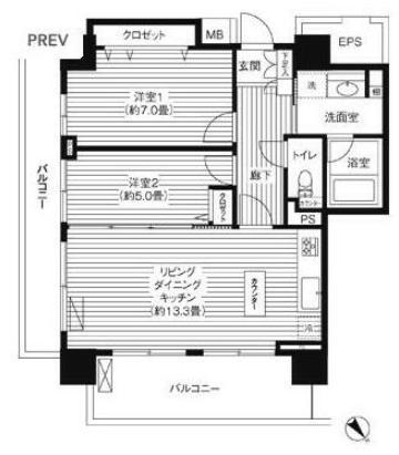 グランピラー高井戸(2LDK/3階)の間取り写真