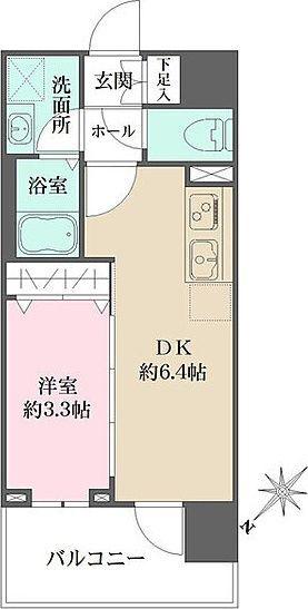 パークフラッツ蔵前(1DK/11階)の間取り写真