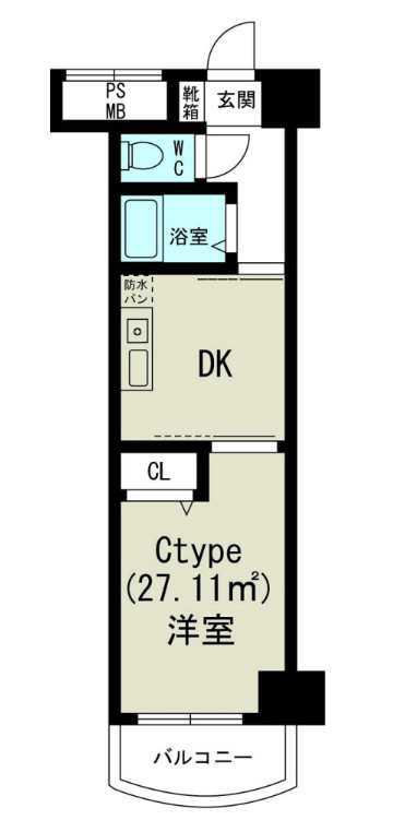 ノルデンハイム新大阪(1DK/9階)の間取り写真