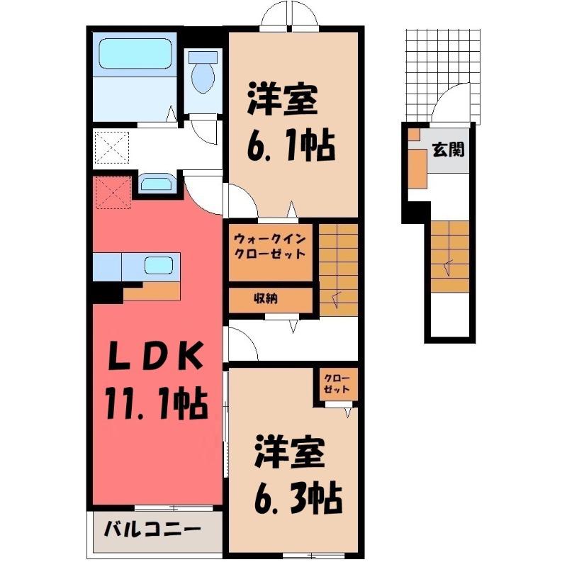 秩父鉄道 ひろせ野鳥の森駅 徒歩5分 2階建 新築(2LDK/2階)の間取り写真