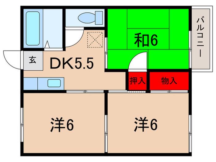 ハイツ小笠原B棟(3DK/2階)の間取り写真